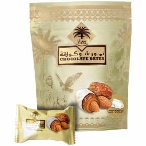 Dates flavored with almond and white chocolate (100 grams)