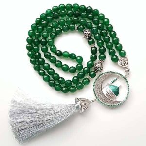 Alfayhaa Dome Prayer Beads- Green Agate