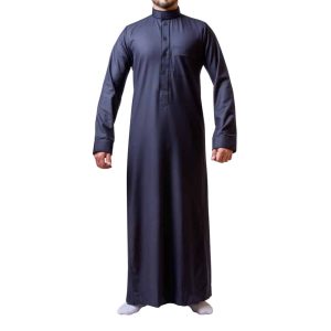 Men's thobe - navy winter embroidered