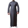 Men's thobe - black winter embroidered