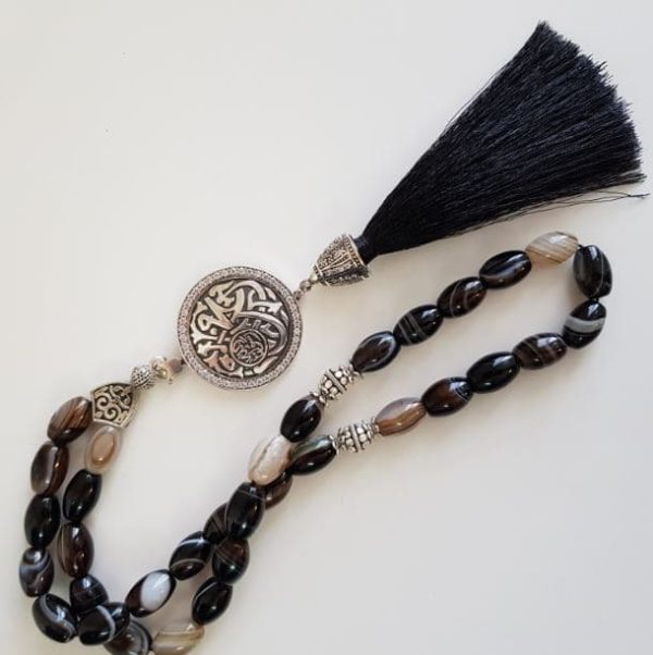 The Prophet's Mosque Door Prayer Beads- Wavy Brown Agate
