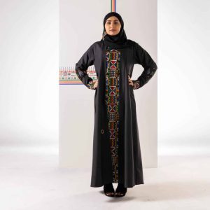 Black Linen Abaya, Al-Qatt Al-Asiri pattern