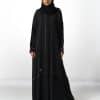 Classic washed silk abaya, with narrow sleeves