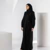 Shomokh Abaya, with a narrow sleeve and ribbon, decorated with buttons