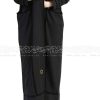 Linen abaya with black parallel and intersecting lines