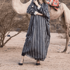 Striped Crepe Abaya