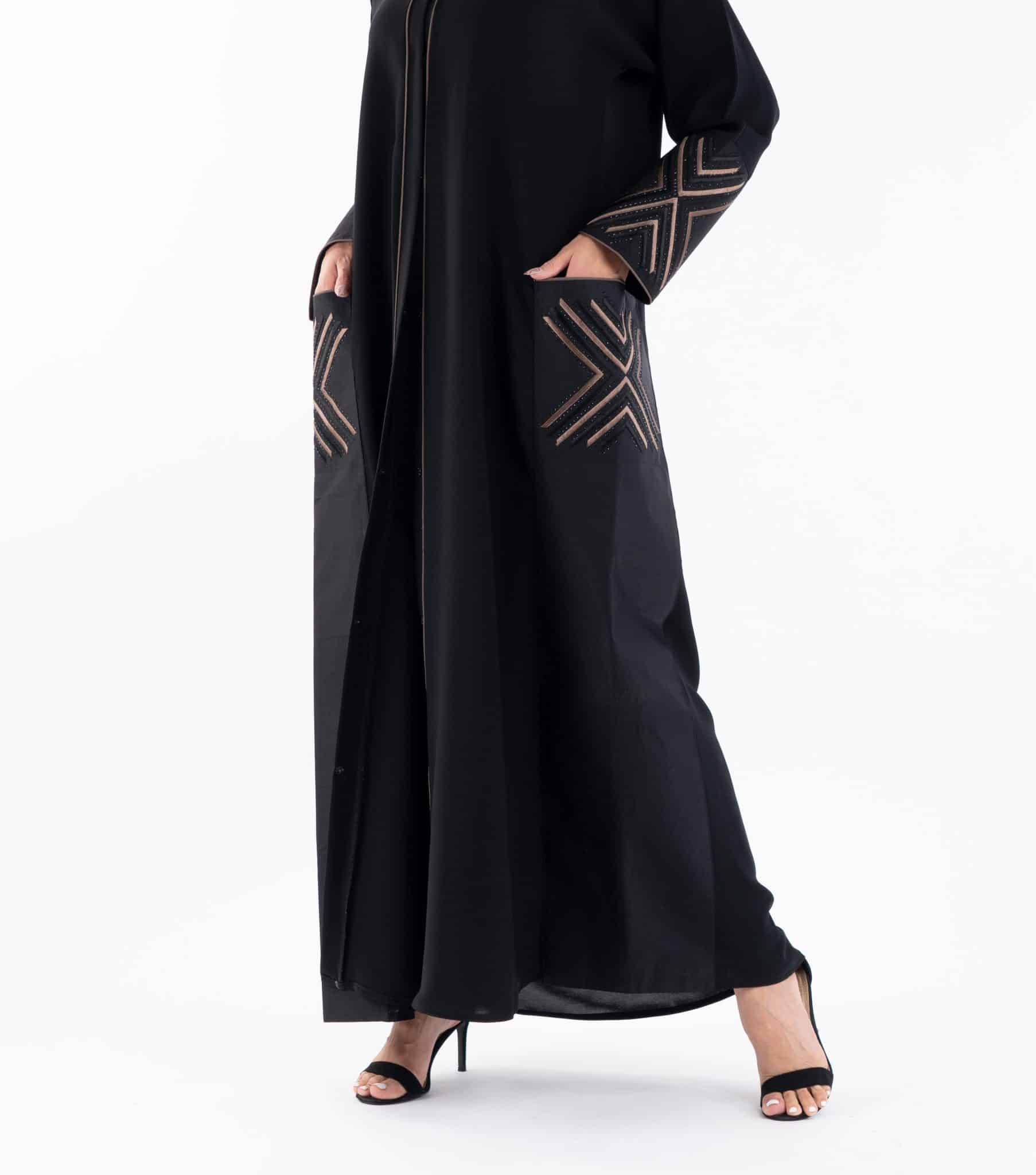 Abaya with pockets embroidered â Saudimade