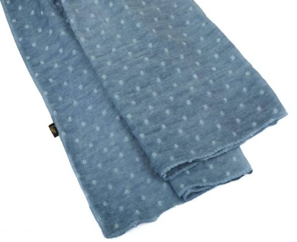 Linen veil with blue polka dots