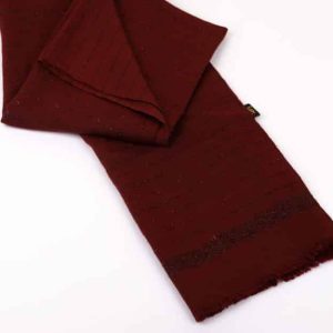 Linen veil with shiny burgundy lines embroidery