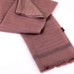 Linen veil with shiny mauve lines embroidery