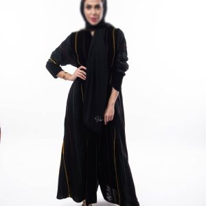 Velvet striped abaya
